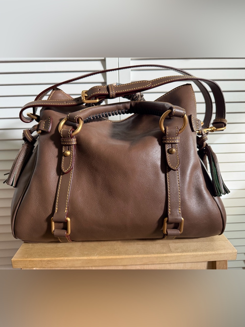 Dooney & Bourke Florentine Satchel, Large in Elephant (hard to find color!) - Picture 3 of 7
